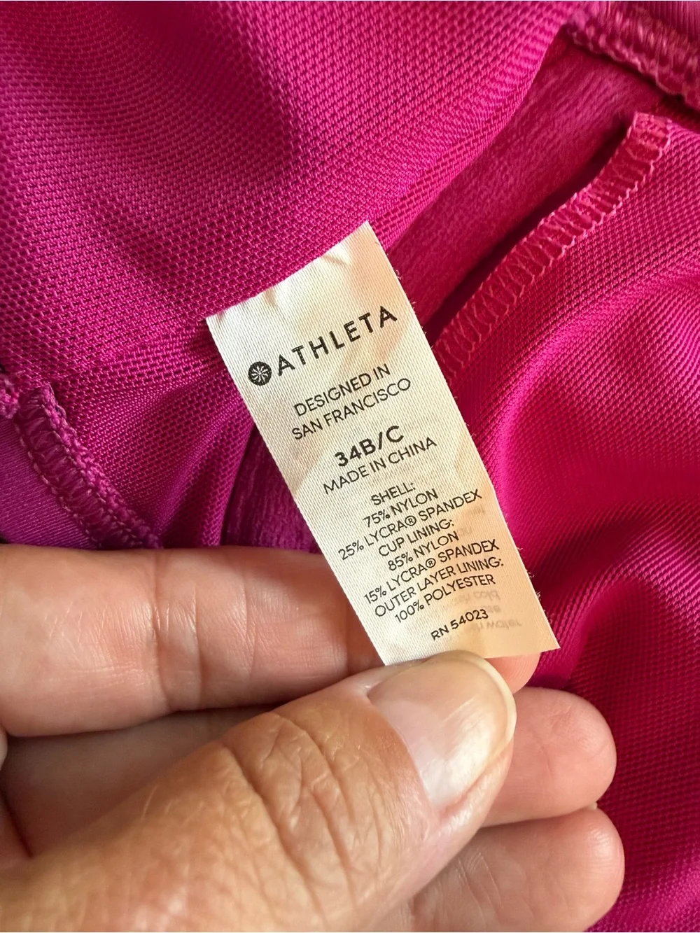 Athleta Bra Cup Wrap Halter Bikini Top Pink Swim Style 383978-03 Size 34 B/C